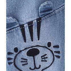 Babyhug Full Length Joggers With Stretch  & Bear Face Embroidered - Blue