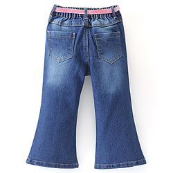 Babyhug Full Length Stretchable Washed Denim Jeans - Blue