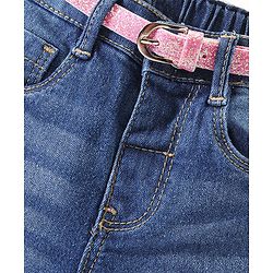 Babyhug Full Length Stretchable Washed Denim Jeans - Blue