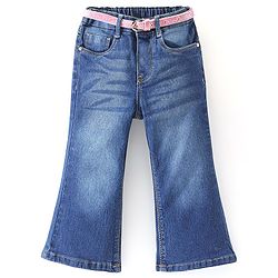 Babyhug Full Length Stretchable Washed Denim Jeans - Blue