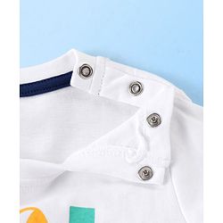 Babyhug Cotton Knit Full Sleeves Night Suit With Text Print - White & Navy Blue
