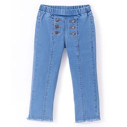 Babyhug Cotton Full Length Stretchable Denim Jeans Solid Colour - Blue