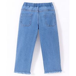 Babyhug Cotton Full Length Stretchable Denim Jeans Solid Colour - Blue
