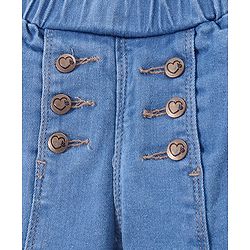 Babyhug Cotton Full Length Stretchable Denim Jeans Solid Colour - Blue