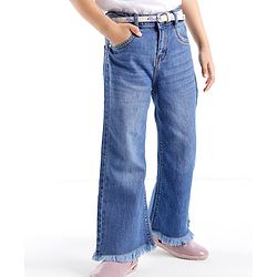Babyhug Cotton Spandex Full Length Solid Color Stretchable Denim Jeans - Blue