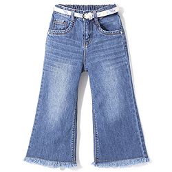 Babyhug Cotton Spandex Full Length Solid Color Stretchable Denim Jeans - Blue