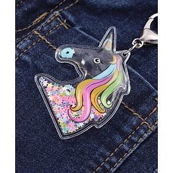 Babyhug Denim Full Length With Stretch Jeans Solid Colour With Unicorn Keychain - Blue