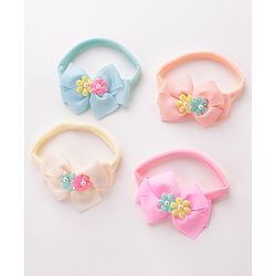 Babyhug Headbands with Floral and Pearl Applique Free Size Pack of 4 - Multicolor