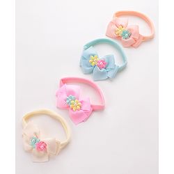 Babyhug Headbands with Floral and Pearl Applique Free Size Pack of 4 - Multicolor
