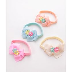 Babyhug Headbands with Floral and Pearl Applique Free Size Pack of 4 - Multicolor