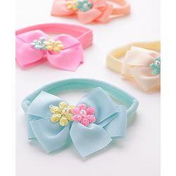 Babyhug Headbands with Floral and Pearl Applique Free Size Pack of 4 - Multicolor