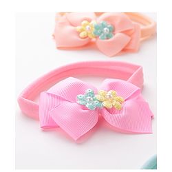Babyhug Headbands with Floral and Pearl Applique Free Size Pack of 4 - Multicolor