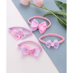 Babyhug Free Size Headbands Bow  Applique Pack of 4  - Multicolor