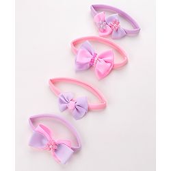 Babyhug Free Size Headbands Bow  Applique Pack of 4  - Multicolor