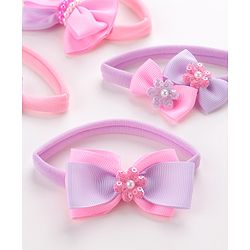 Babyhug Free Size Headbands Bow  Applique Pack of 4  - Multicolor