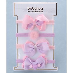 Babyhug Headbands   Free Size Pack of 4 - Pink & Purple