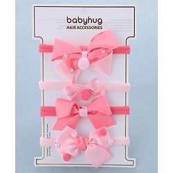 Babyhug Free Size Headbands  Bow Applique Pack of 4 - Multicolor