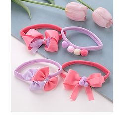 Babyhug Free Size Headbands Bow  Applique Pack of 4 - Multicolor