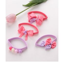 Babyhug Free Size Headbands Bow  Applique Pack of 4 - Multicolor