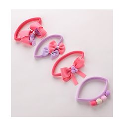 Babyhug Free Size Headbands Bow  Applique Pack of 4 - Multicolor