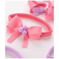 Babyhug Free Size Headbands Bow  Applique Pack of 4 - Multicolor