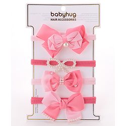 Babyhug Free Size Headbands Bow  Applique Pack of 4 - Multicolor