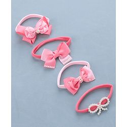 Babyhug Free Size Headbands Bow  Applique Pack of 4 - Multicolor