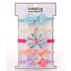 Babyhug Free Size Headbands Bow Applique Pack of 5 - Multicolor