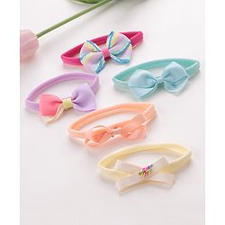 Babyhug Free Size Headbands Bow Applique Pack of 5 - Multicolor