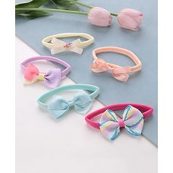 Babyhug Free Size Headbands Bow Applique Pack of 5 - Multicolor