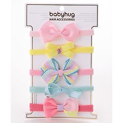 Babyhug Free Size Headbands Bow Applique Pack of 5 - Multicolor