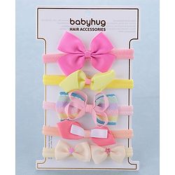 Babyhug Free Size Headbands Bow Applique Pack of 5 - Multicolor