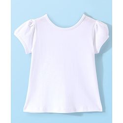 Babyhug Cotton Knit Half Sleeves Inner Tee with Frock Striped & Butterfly Embroidered - Yellow