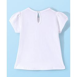 Babyhug Cotton Knit Half Sleeves Inner Tee with Frock Striped & Butterfly Embroidered - Yellow