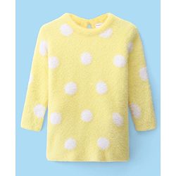 Babyhug Knit Full Sleeves Woollen Dress Polka Dot Design - Yellow