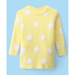 Babyhug Knit Full Sleeves Woollen Dress Polka Dot Design - Yellow
