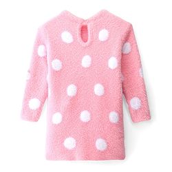 Babyhug Knit Full Sleeves Woollen Dress Polka Dot Design - Pink
