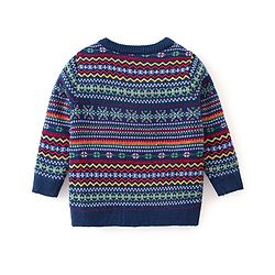 Babyhug Knitted Full Sleeves Sweater Set with Intarsia Design - Navy Blue
