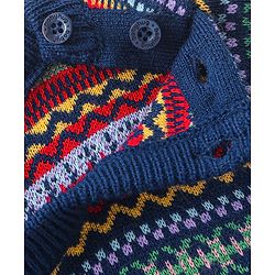 Babyhug Knitted Full Sleeves Sweater Set with Intarsia Design - Navy Blue
