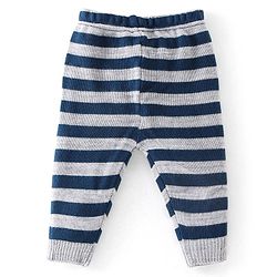 Babyhug Full Sleeves Sweater Set Striped Bear Patch - Grey