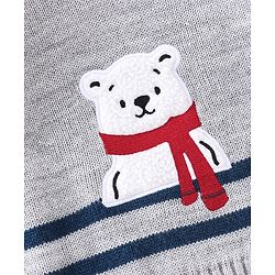 Babyhug Full Sleeves Sweater Set Striped Bear Patch - Grey