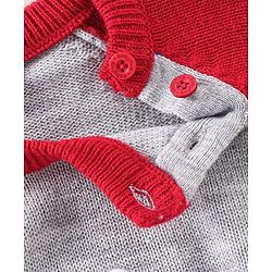 Babyhug Full Sleeves Sweater Set Striped Bear Patch - Grey