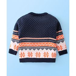 Babyhug Knitted Full Sleeves Floral Design Sweater Set -Multicolour