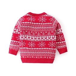 Babyhug Knitted Full Sleeves Snow Design Sweater Set - Red
