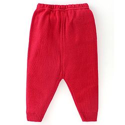 Babyhug Knitted Full Sleeves Snow Design Sweater Set - Red