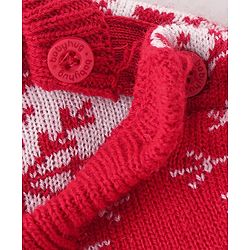 Babyhug Knitted Full Sleeves Snow Design Sweater Set - Red