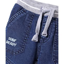 Babyhug Full Length Denim Joggers With Stretch Solid Colour - Blue