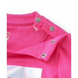 Babyhug Cotton Knit Full Sleeves T-Shirt & Lounge Pant Set Text Printed - Pink