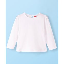 Babyhug 100% Cotton Knit Dungarees With Full Sleeves T-Shirt Floral Print - White & Pink