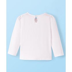 Babyhug 100% Cotton Knit Dungarees With Full Sleeves T-Shirt Floral Print - White & Pink